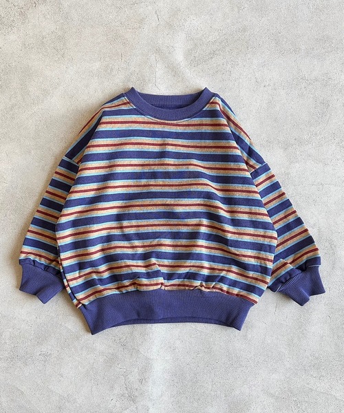 BIG FIELD（ビッグフィールド）の「ボーダースウェット（80～150cm）（スウェット・キッズ・チャコール/レッド/ブルー・150/110/100/95/80/140/90/130/120）」の4枚目の写真