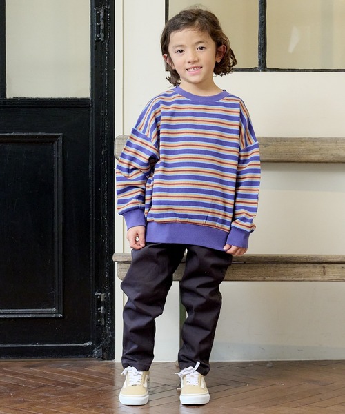 BIG FIELD（ビッグフィールド）の「ボーダースウェット（80～150cm）（スウェット・キッズ・チャコール/レッド/ブルー・150/110/100/95/80/140/90/130/120）」の8枚目の写真