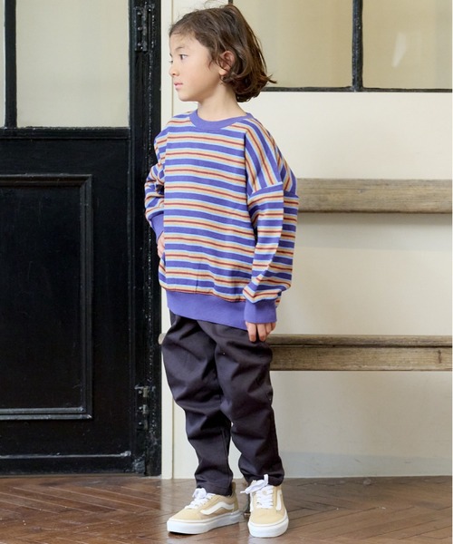 BIG FIELD（ビッグフィールド）の「ボーダースウェット（80～150cm）（スウェット・キッズ・チャコール/レッド/ブルー・150/110/100/95/80/140/90/130/120）」の9枚目の写真