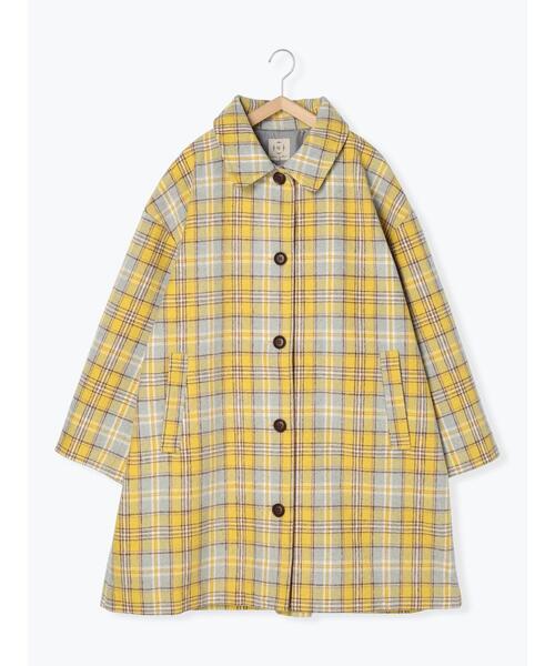 Samansa Mos2（サマンサ モスモス）の「起毛チェックステンカラーコート（ステンカラーコート・レディース・イエロー/グレー・F）」の21枚目の写真