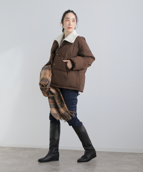 JOURNAL STANDARD(ジャーナルスタンダード)の「ナイロンタフタダウンノーカラーコート(ダウンジャケット/コート・レディース・ブラック/ブラウン・38/36)」の14枚目の写真