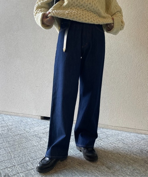 y/m by れぽすけ（イムバイレポスケ）の「ワイドストレートデニム（デニムパンツ・メンズ・ブラック/インディゴブルー・XL/M/S/L/XS）」の2枚目の写真