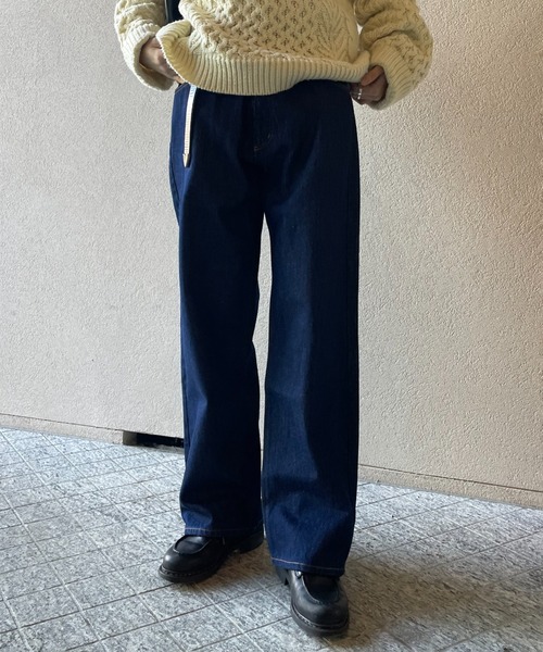 y/m by れぽすけ（イムバイレポスケ）の「ワイドストレートデニム（デニムパンツ・メンズ・ブラック/インディゴブルー・XL/M/S/L/XS）」の3枚目の写真