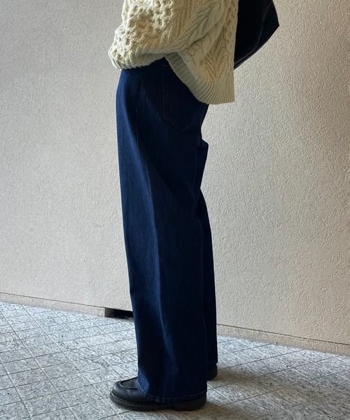 y/m by れぽすけ（イムバイレポスケ）の「ワイドストレートデニム（デニムパンツ・メンズ・ブラック/インディゴブルー・XL/M/S/L/XS）」の5枚目の写真