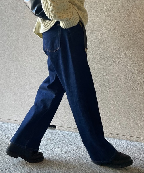 y/m by れぽすけ（イムバイレポスケ）の「ワイドストレートデニム（デニムパンツ・メンズ・ブラック/インディゴブルー・XL/M/S/L/XS）」の6枚目の写真