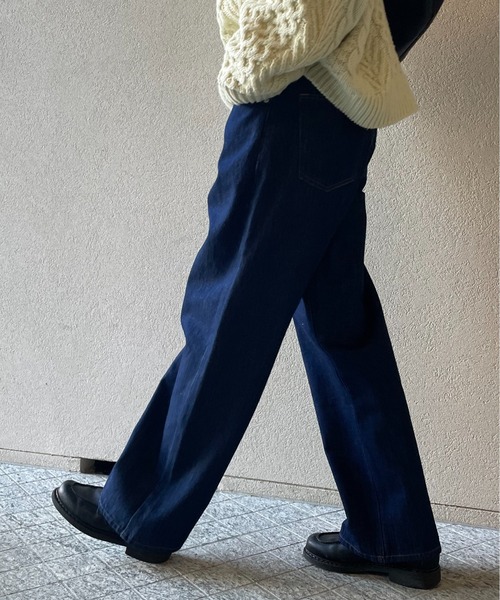 y/m by れぽすけ（イムバイレポスケ）の「ワイドストレートデニム（デニムパンツ・メンズ・ブラック/インディゴブルー・XL/M/S/L/XS）」の7枚目の写真