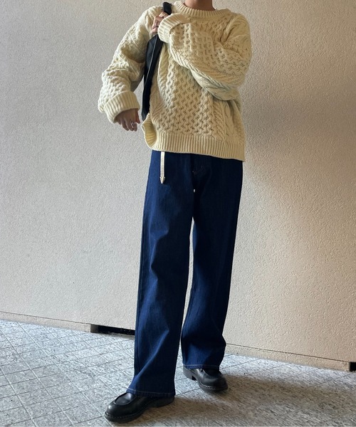 y/m by れぽすけ（イムバイレポスケ）の「ワイドストレートデニム（デニムパンツ・メンズ・ブラック/インディゴブルー・XL/M/S/L/XS）」の9枚目の写真