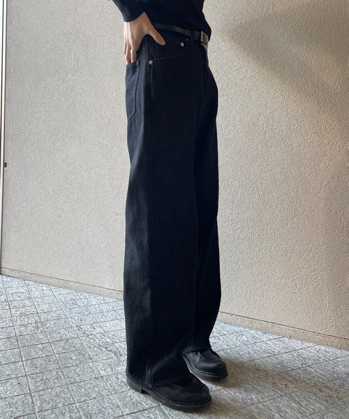 y/m by れぽすけ（イムバイレポスケ）の「ワイドストレートデニム（デニムパンツ・メンズ・ブラック/インディゴブルー・XL/M/S/L/XS）」の15枚目の写真