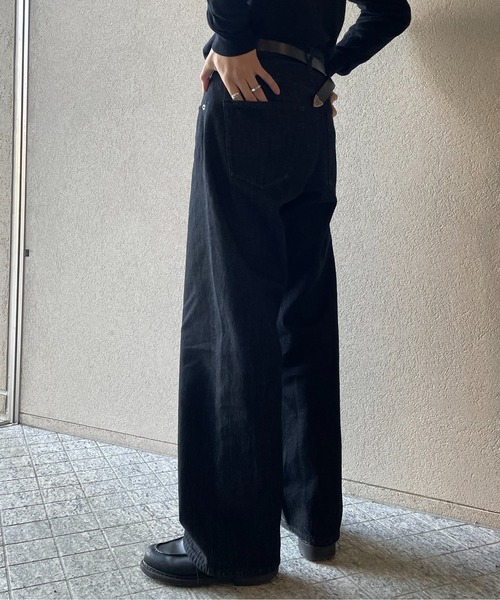 y/m by れぽすけ（イムバイレポスケ）の「ワイドストレートデニム（デニムパンツ・メンズ・ブラック/インディゴブルー・XL/M/S/L/XS）」の16枚目の写真