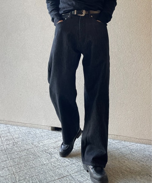 y/m by れぽすけ（イムバイレポスケ）の「ワイドストレートデニム（デニムパンツ・メンズ・ブラック/インディゴブルー・XL/M/S/L/XS）」の17枚目の写真