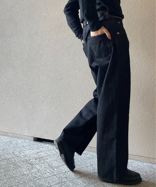 y/m by れぽすけ（イムバイレポスケ）の「ワイドストレートデニム（デニムパンツ・メンズ・ブラック/インディゴブルー・XL/M/S/L/XS）」の19枚目の写真