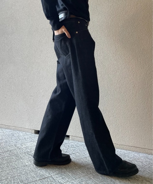 y/m by れぽすけ（イムバイレポスケ）の「ワイドストレートデニム（デニムパンツ・メンズ・ブラック/インディゴブルー・XL/M/S/L/XS）」の20枚目の写真