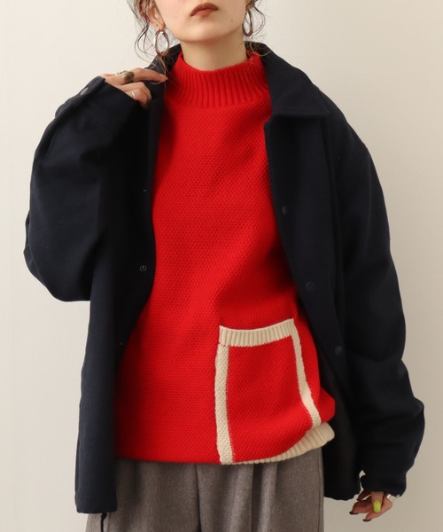 A.N.L(エーエヌエル レーベル)の「A.N.L 鹿の子編み配色ニット(ニット/セーター・レディース・アイボリー/ブラウン/ブルー/レッド・38)」の18枚目の写真
