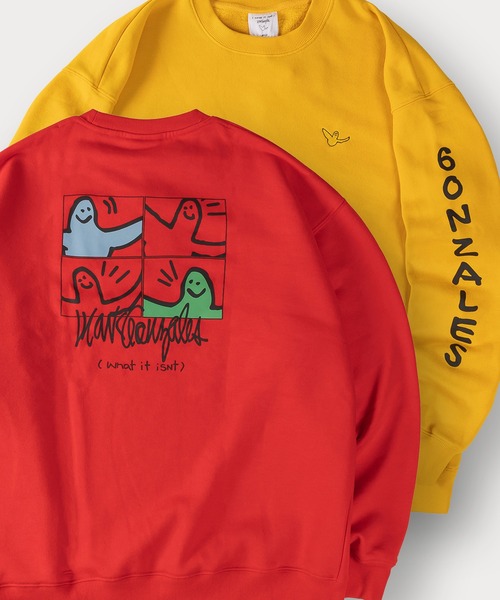 Mark Gonzales（マーク・ゴンザレス）の「【90】【Mark Gonzales / マーク ゴンザレス】別注 ハートモチーフ バックプリント 裏起毛 スウェット ユニセックス（スウェット・レディース・ブルー/イエロー/レッド/ホワイト/ピンク/グリーン系その他/グリーン系その他2/ブルー系その他/ピンク系その他2/ホワイト系その他/ブルー系その他2/イエロー系その他/ピンク系その他/ホワイト系その他2/イエロー系その他2/ライトグレー系1/ホワイト系/ホワイト系1/ブラック系/ブラック系1/ライトグレー系・L/M/XL）」の21枚目の写真