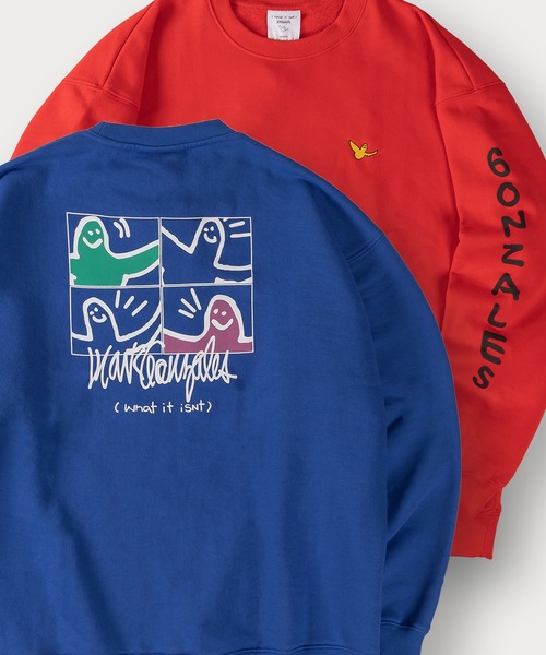 Mark Gonzales（マーク・ゴンザレス）の「【90】【Mark Gonzales / マーク ゴンザレス】別注 ハートモチーフ バックプリント 裏起毛 スウェット ユニセックス（スウェット・レディース・ブルー/イエロー/レッド/ホワイト/ピンク/グリーン系その他/グリーン系その他2/ブルー系その他/ピンク系その他2/ホワイト系その他/ブルー系その他2/イエロー系その他/ピンク系その他/ホワイト系その他2/イエロー系その他2/ライトグレー系1/ホワイト系/ホワイト系1/ブラック系/ブラック系1/ライトグレー系・L/M/XL）」の12枚目の写真