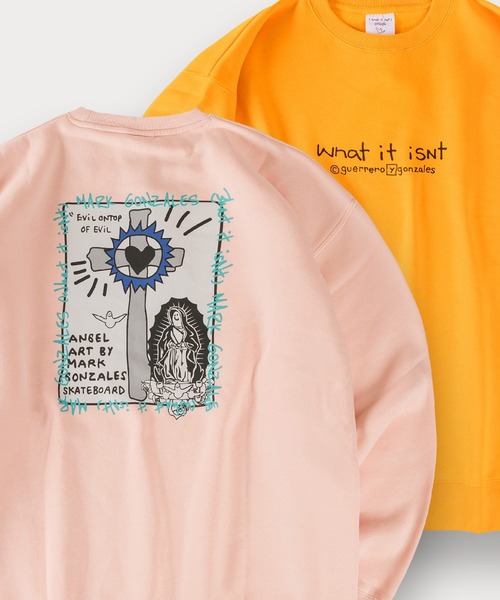 Mark Gonzales（マーク・ゴンザレス）の「【90】【Mark Gonzales / マーク ゴンザレス】別注 ハートモチーフ バックプリント 裏起毛 スウェット ユニセックス（スウェット・レディース・ブルー/イエロー/レッド/ホワイト/ピンク/グリーン系その他/グリーン系その他2/ブルー系その他/ピンク系その他2/ホワイト系その他/ブルー系その他2/イエロー系その他/ピンク系その他/ホワイト系その他2/イエロー系その他2/ライトグレー系1/ホワイト系/ホワイト系1/ブラック系/ブラック系1/ライトグレー系・L/M/XL）」の20枚目の写真