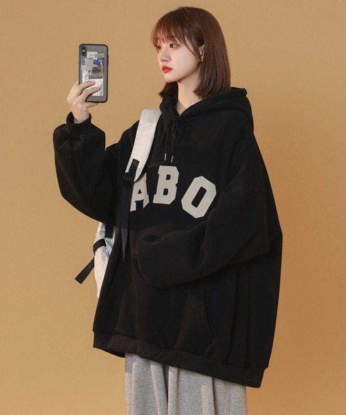 SHEPP(シープ)の「バックナンバリング オーバーサイズパーカー(パーカー・レディース・アイボリー/グレー/ブラック・M/XXX-LARGE/XL)」の8枚目の写真
