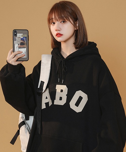 SHEPP(シープ)の「バックナンバリング オーバーサイズパーカー(パーカー・レディース・アイボリー/グレー/ブラック・M/XXX-LARGE/XL)」の9枚目の写真