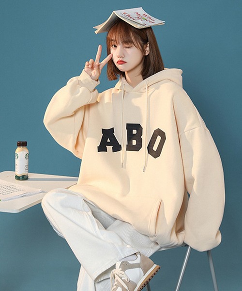 SHEPP(シープ)の「バックナンバリング オーバーサイズパーカー(パーカー・レディース・アイボリー/グレー/ブラック・M/XXX-LARGE/XL)」の4枚目の写真