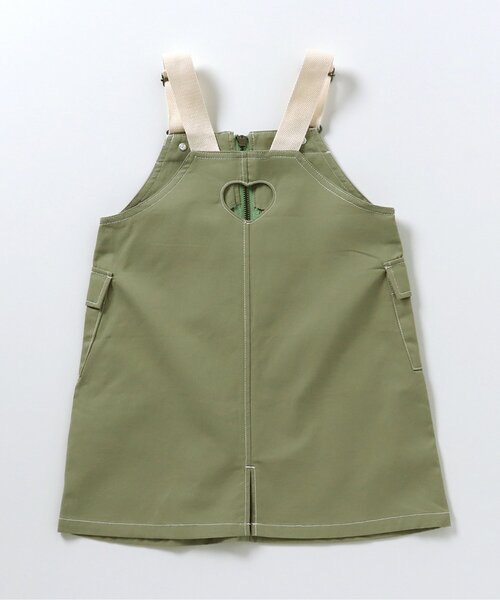 apres les cours(アプレレクール)の「ハートあきカーゴジャンスカ(ジャンパースカート・キッズ・カーキ/インディゴブルー・140/80/90/110/100/120/130)」の5枚目の写真