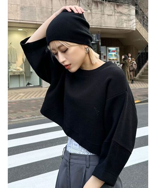 MURUA（ムルーア）の「ミラノリブボリュームスリーブニット（ニット/セーター・レディース・ホワイト/ブラック/ブルー・FREE）」の6枚目の写真