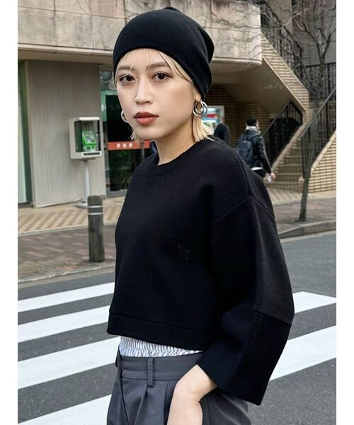 MURUA（ムルーア）の「ミラノリブボリュームスリーブニット（ニット/セーター・レディース・ホワイト/ブラック/ブルー・FREE）」の7枚目の写真