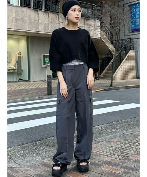 MURUA（ムルーア）の「ミラノリブボリュームスリーブニット（ニット/セーター・レディース・ホワイト/ブラック/ブルー・FREE）」の8枚目の写真