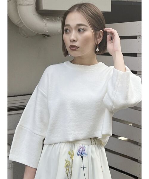 MURUA（ムルーア）の「ミラノリブボリュームスリーブニット（ニット/セーター・レディース・ホワイト/ブラック/ブルー・FREE）」の9枚目の写真