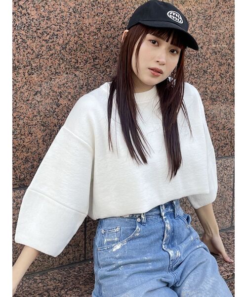 MURUA（ムルーア）の「ミラノリブボリュームスリーブニット（ニット/セーター・レディース・ホワイト/ブラック/ブルー・FREE）」の19枚目の写真