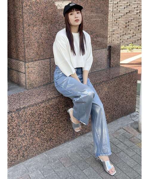 MURUA（ムルーア）の「ミラノリブボリュームスリーブニット（ニット/セーター・レディース・ホワイト/ブラック/ブルー・FREE）」の21枚目の写真