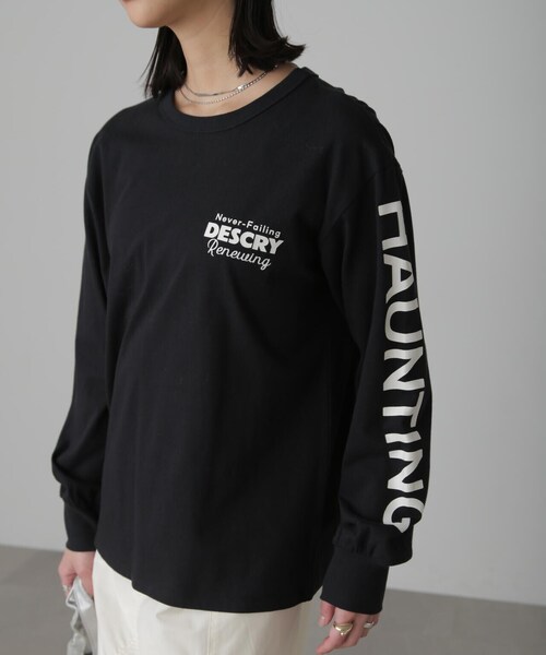 FREE'S MART（フリーズマート）の「◆袖ロゴプリントロングＴシャツ（Tシャツ/カットソー・レディース・ブラック/ホワイト・FREE）」の4枚目の写真