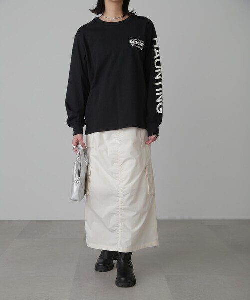 FREE'S MART（フリーズマート）の「◆袖ロゴプリントロングＴシャツ（Tシャツ/カットソー・レディース・ブラック/ホワイト・FREE）」の6枚目の写真