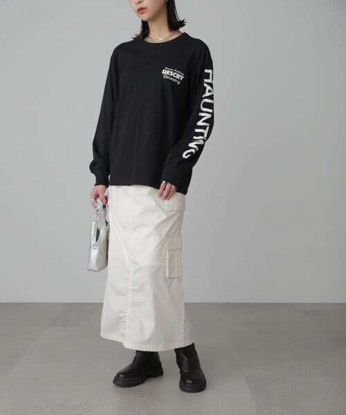 FREE'S MART（フリーズマート）の「◆袖ロゴプリントロングＴシャツ（Tシャツ/カットソー・レディース・ブラック/ホワイト・FREE）」の7枚目の写真