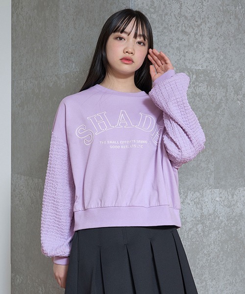 LOVETOXIC（ラブトキシック）の「【WEB・一部店舗限定】ポコポコ袖立体刺しゅうスウェット（スウェット・キッズ・サックスブルー/オフホワイト/ラベンダー・S/M/L）」の3枚目の写真