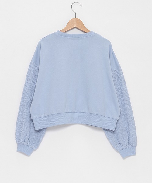 LOVETOXIC（ラブトキシック）の「【WEB・一部店舗限定】ポコポコ袖立体刺しゅうスウェット（スウェット・キッズ・サックスブルー/オフホワイト/ラベンダー・S/M/L）」の7枚目の写真