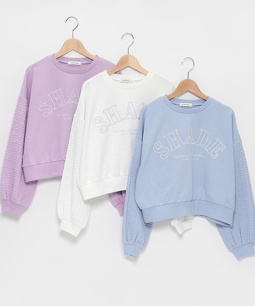 LOVETOXIC（ラブトキシック）の「【WEB・一部店舗限定】ポコポコ袖立体刺しゅうスウェット（スウェット・キッズ・サックスブルー/オフホワイト/ラベンダー・S/M/L）」の6枚目の写真