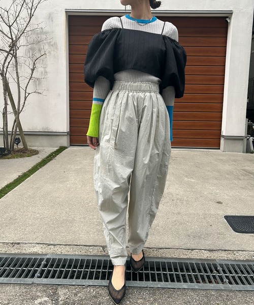 ナイロンタフタタックギャザーパンツ ナイロンタフタタックギャザーパンツ – レディースファッション