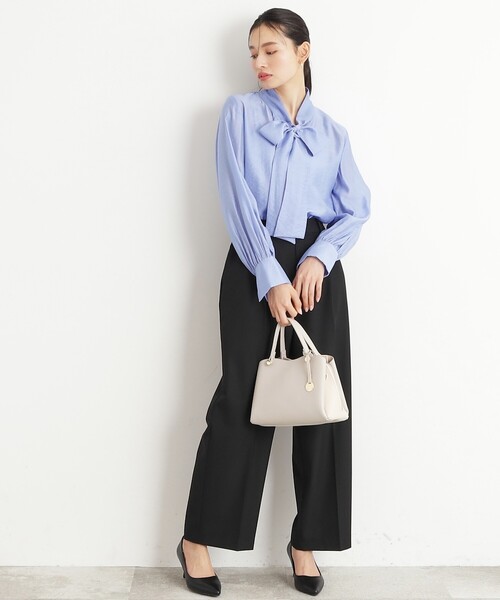 OPAQUE.CLIP（オペークドットクリップ）の「◆≪美人百花掲載≫ ヴィンテージシアーボウタイブラウス【洗濯機洗い可】（シャツ/ブラウス・レディース・ピンク/アイボリー/ライトブルー・36/38/40/42）」の9枚目の写真