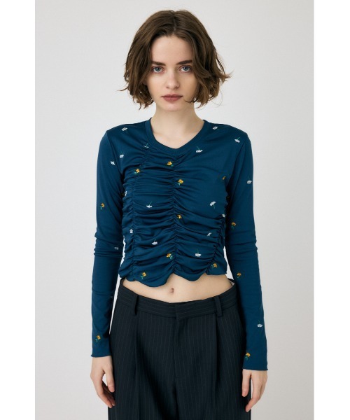 MOUSSY（マウジー）の「FLORAL RANDOM GATHER LS Tシャツ（Tシャツ/カットソー・レディース・ライム/ダークブルー/ブラック/オフホワイト・FREE）」の10枚目の写真