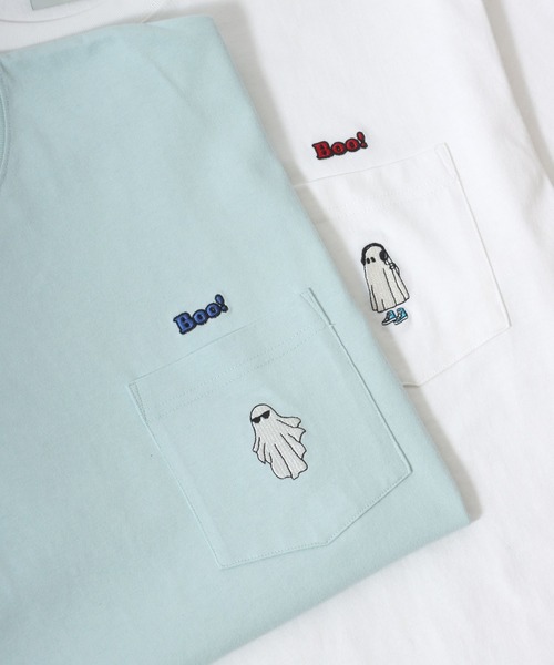 セール】「ユニセックス」モチーフワンポイント刺繍半袖ポケット