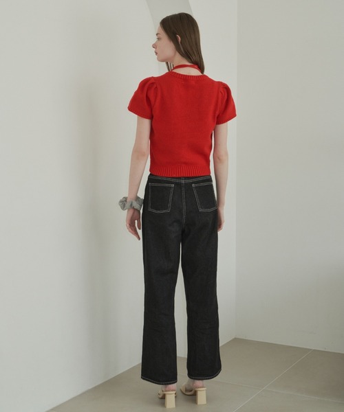 GIUNON（ジウノン）の「tie set summer knit / タイセットサマーニット（ニット/セーター・レディース・レッド/アイボリー・FREE）」の6枚目の写真