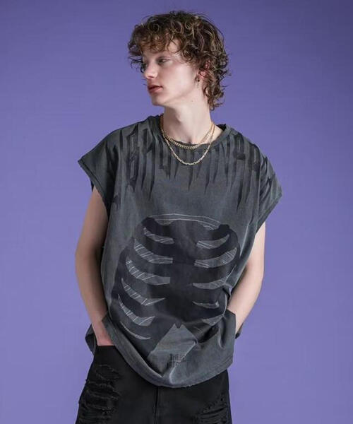 DANKE SCHON（ダンケシェーン）の「DankeSchon/ダンケシェーン/PIGMENT BONE NOSLEEVE/ノースリーブ（Tシャツ/カットソー・レディース・ベージュ/グレー・M/L）」の3枚目の写真