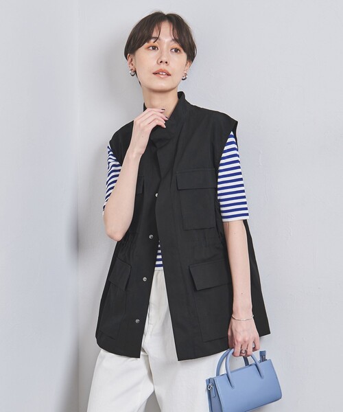 UNITED ARROWS フリルノースリーブ ベストネイビー