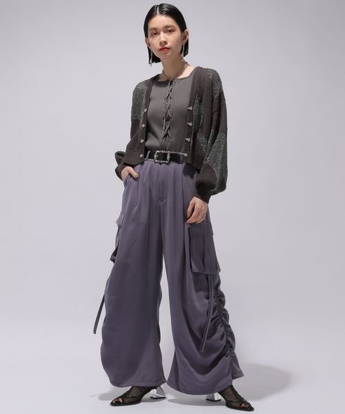 HARE（ハレ）の「レースアップデザインタンクトップ(HARE)（タンクトップ・レディース・ブラック/グレー・FREE）」の4枚目の写真