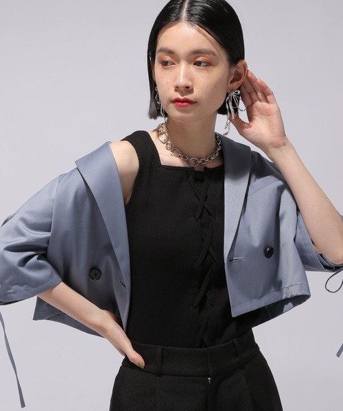 HARE（ハレ）の「レースアップデザインタンクトップ(HARE)（タンクトップ・レディース・ブラック/グレー・FREE）」の6枚目の写真