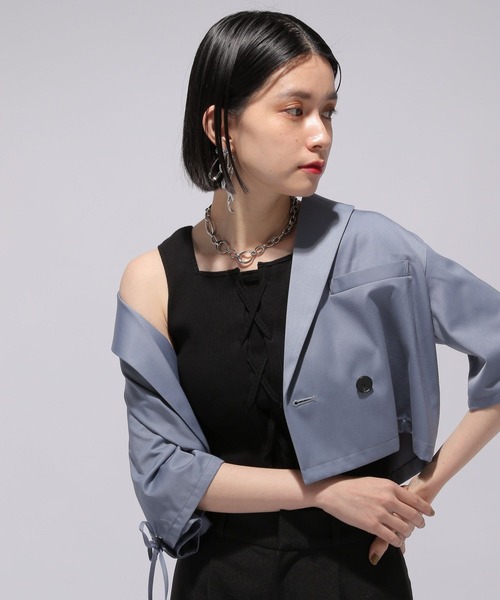 HARE（ハレ）の「レースアップデザインタンクトップ(HARE)（タンクトップ・レディース・ブラック/グレー・FREE）」の7枚目の写真