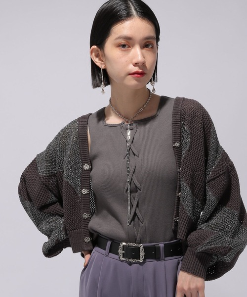 HARE（ハレ）の「レースアップデザインタンクトップ(HARE)（タンクトップ・レディース・ブラック/グレー・FREE）」の8枚目の写真