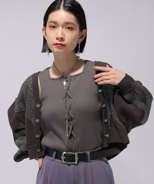 HARE（ハレ）の「レースアップデザインタンクトップ(HARE)（タンクトップ・レディース・ブラック/グレー・FREE）」の9枚目の写真