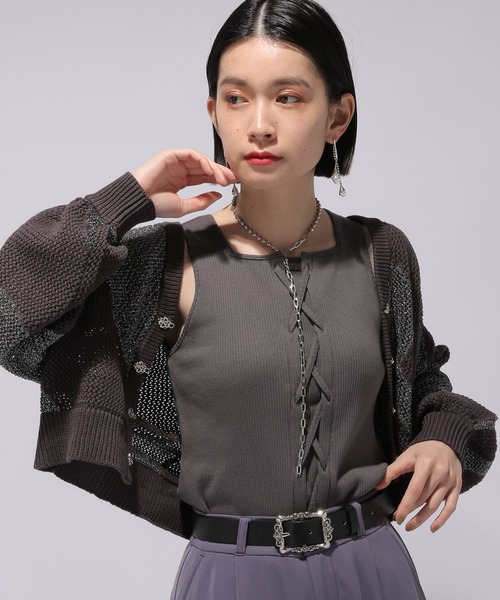 HARE（ハレ）の「レースアップデザインタンクトップ(HARE)（タンクトップ・レディース・ブラック/グレー・FREE）」の10枚目の写真