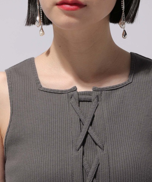 HARE（ハレ）の「レースアップデザインタンクトップ(HARE)（タンクトップ・レディース・ブラック/グレー・FREE）」の13枚目の写真